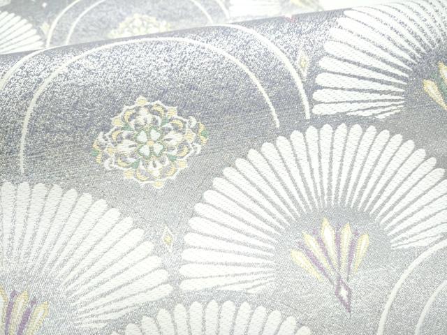 平和屋着物●六通柄袋帯　唐織　菊青海波　ラメ糸　正絹　逸品　CABJ5192hy