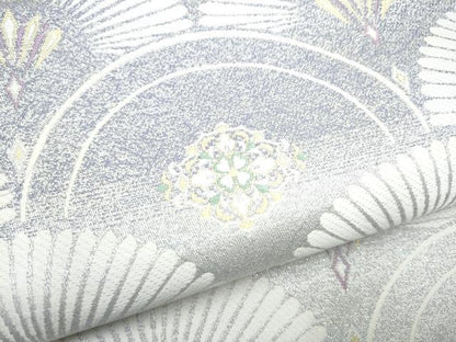 平和屋着物●六通柄袋帯　唐織　菊青海波　ラメ糸　正絹　逸品　CABJ5192hy