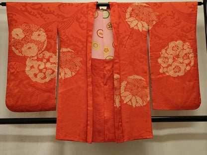 平和屋着物＃アンティーク　大正ロマン　羽織　絞り　草花丸文　正絹　逸品　CABJ5203in