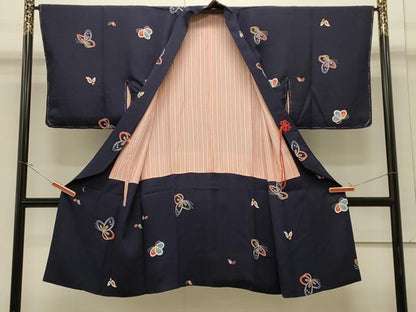 平和屋着物＃道中着　舞蝶文　ロング丈　正絹　逸品　未使用　CABJ5211in