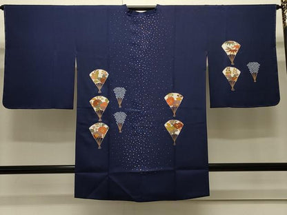 平和屋着物＃道行コート　絞り　扇面草花文　金彩　正絹　逸品　未使用　CABJ5212in
