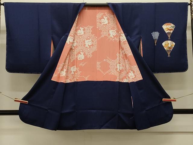 平和屋着物＃道行コート　絞り　扇面草花文　金彩　正絹　逸品　未使用　CABJ5212in
