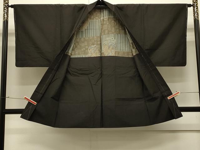 平和屋着物＃男性　長羽織　紬地　霞文　正絹　逸品　未使用　CABJ5213in