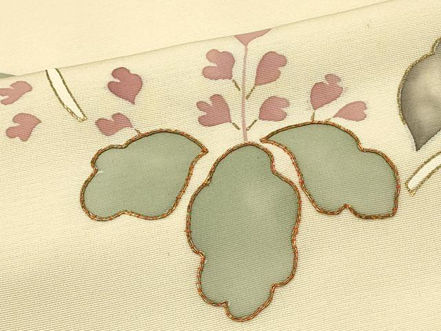 平和屋着物＃羽織　駒刺繍　草花文　金彩　正絹　逸品　CABJ5215in