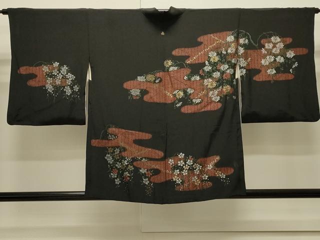 平和屋着物＃羽織　寿光織　エ霞枝垂れ花文　黒地　金銀糸　正絹　逸品　CABJ5216in