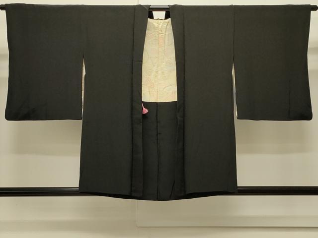 平和屋着物＃羽織　寿光織　エ霞枝垂れ花文　黒地　金銀糸　正絹　逸品　CABJ5216in