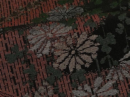 平和屋着物＃羽織　寿光織　エ霞枝垂れ花文　黒地　金銀糸　正絹　逸品　CABJ5216in