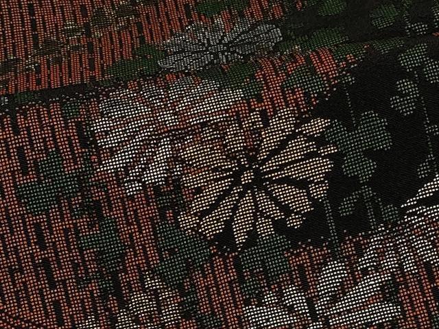 平和屋着物＃羽織　寿光織　エ霞枝垂れ花文　黒地　金銀糸　正絹　逸品　CABJ5216in