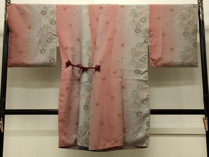平和屋着物＃道中着　地紋起こし　草花間道　暈し染め　ロング丈　正絹　逸品　CABJ5219in