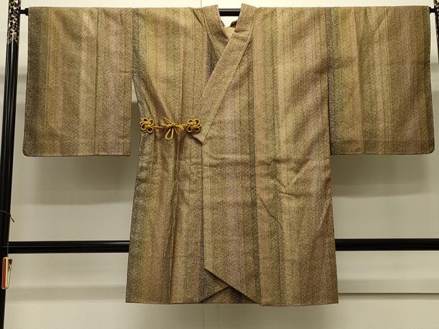 平和屋着物＃道中着　つずら織　間道　反端付き　ロング丈　正絹　逸品　未使用　CABJ5221in