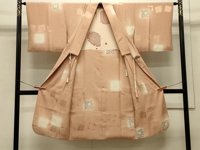 平和屋着物＃道中着　色紙重ね花文　暈し染め　ロング丈　正絹　逸品　CABJ5223in