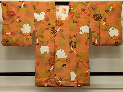平和屋着物＃道行コート　地紋起こし　枝花文　暈し染め　正絹　逸品　CABJ5225in