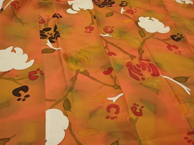 平和屋着物＃道行コート　地紋起こし　枝花文　暈し染め　正絹　逸品　CABJ5225in