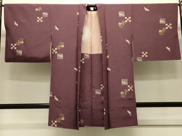 平和屋着物＃長羽織　兎葡萄蔦の葉文　正絹　逸品　CABJ5226in