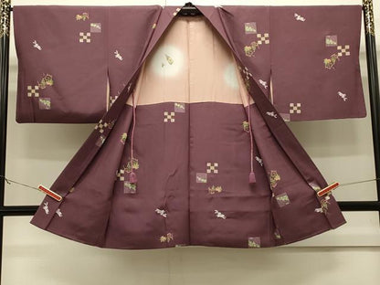 平和屋着物＃長羽織　兎葡萄蔦の葉文　正絹　逸品　CABJ5226in
