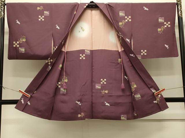 平和屋着物＃長羽織　兎葡萄蔦の葉文　正絹　逸品　CABJ5226in