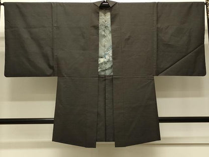 平和屋着物＃男性　本場大島紬　長羽織　亀甲文　黒地　正絹　逸品　CABJ5228in