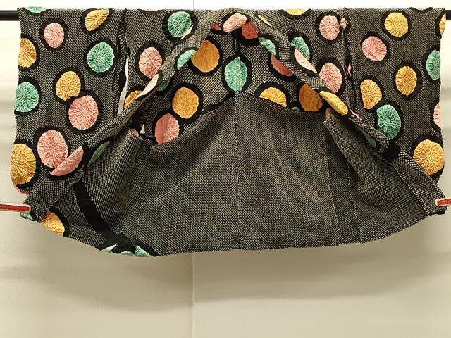 平和屋着物＃羽織　仮絵羽　総絞り　丸文　湯熨し前　黒地　正絹　逸品　未使用　CABJ5229in