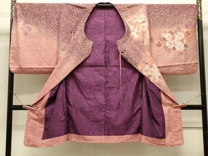 平和屋着物＃コート作家　三本賢　道行コート　草花文　暈し染め　ロング丈　正絹　逸品　CABJ5231in
