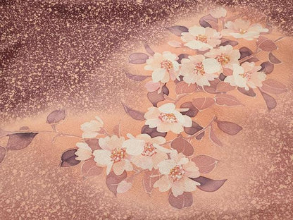 平和屋着物＃コート作家　三本賢　道行コート　草花文　暈し染め　ロング丈　正絹　逸品　CABJ5231in