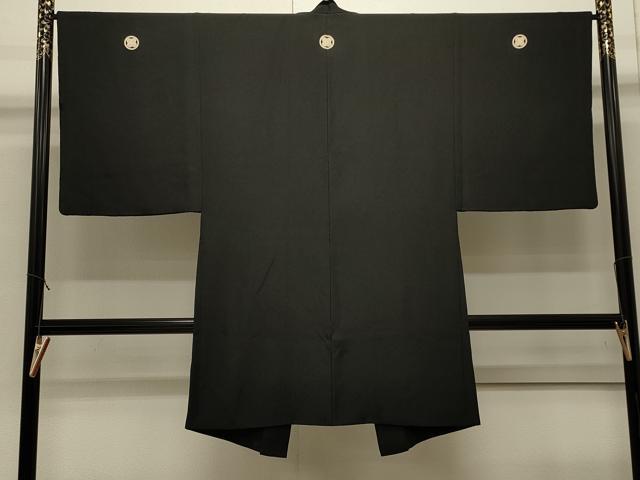 平和屋着物＃男性　長羽織　黒紋付き　正絹　逸品　CABJ5237in