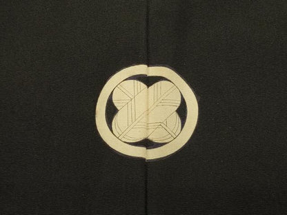 平和屋着物＃男性　長羽織　黒紋付き　正絹　逸品　CABJ5237in