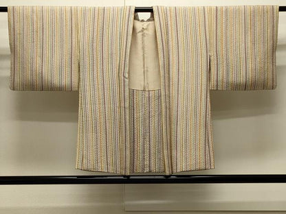 平和屋着物＃羽織　絞り　縞　正絹　逸品　CABJ5241in