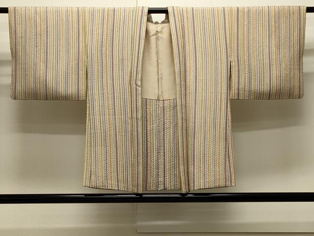 平和屋着物＃羽織　絞り　縞　正絹　逸品　CABJ5241in