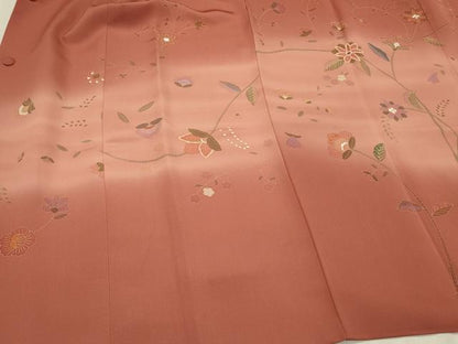 平和屋着物＃道行コート　更紗花文　暈し染め　正絹　逸品　CABJ5243in