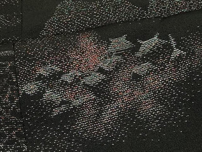 平和屋着物＃創作　和装ベスト　リバーシブル　寿光織　風景文　黒地　金糸　正絹　逸品　CABJ5249in