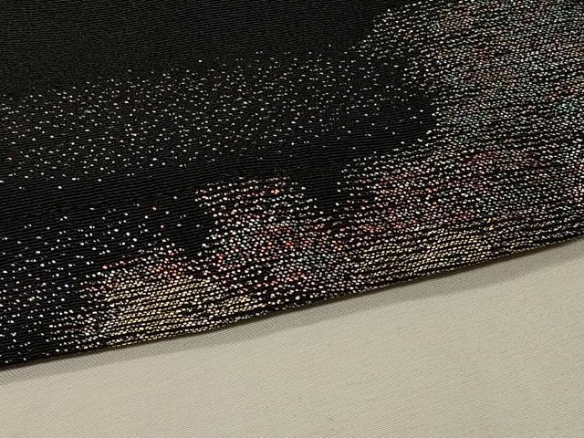 平和屋着物＃創作　和装ベスト　リバーシブル　寿光織　風景文　黒地　金糸　正絹　逸品　CABJ5249in