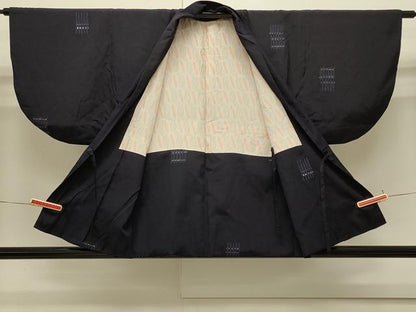 平和屋着物＃道中着　幾何学文様　金糸　正絹　逸品　CABJ5252in
