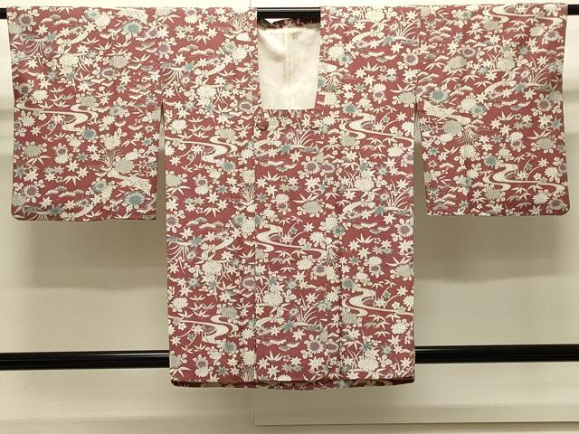 平和屋着物＃道行コート　流水草花文　洗える着物　CABJ5259in