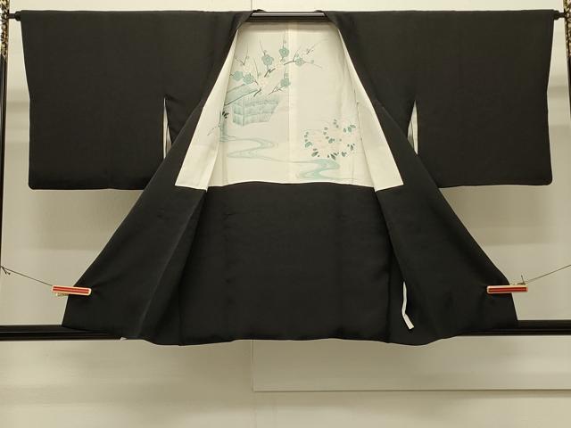 平和屋着物＃中国三大刺繍　総相良刺繍　道行コート　花菱文　黒地　正絹　逸品　CABJ5262in