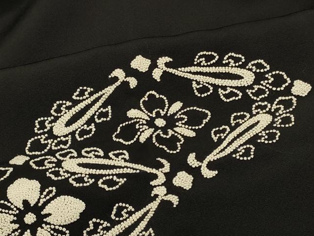 平和屋着物＃中国三大刺繍　総相良刺繍　道行コート　花菱文　黒地　正絹　逸品　CABJ5262in