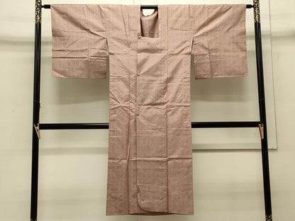 平和屋着物＃道行コート　雨コート　単衣　花織　格子　ロング丈　正絹　逸品　CABJ5263in