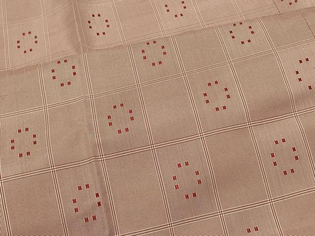 平和屋着物＃道行コート　雨コート　単衣　花織　格子　ロング丈　正絹　逸品　CABJ5263in