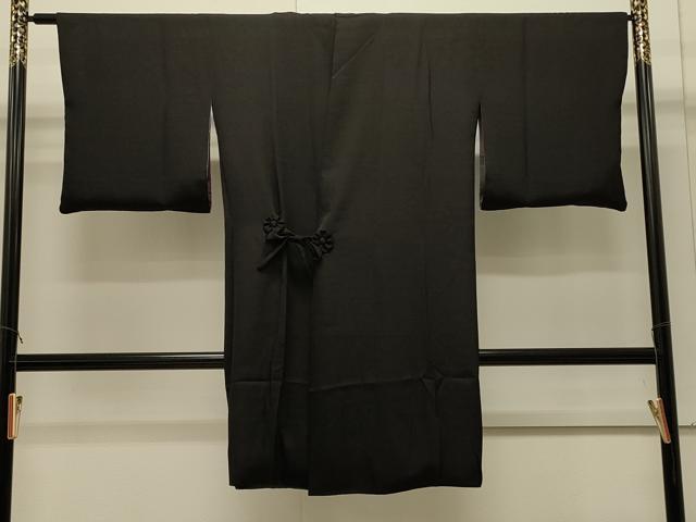 平和屋着物＃道中着　リバーシブル　横段地紋　暈し染め　黒地　ロング丈　正絹　逸品　CABJ5272in