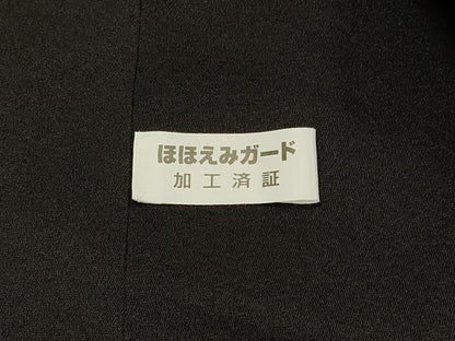 平和屋着物＃道中着　リバーシブル　横段地紋　暈し染め　黒地　ロング丈　正絹　逸品　CABJ5272in