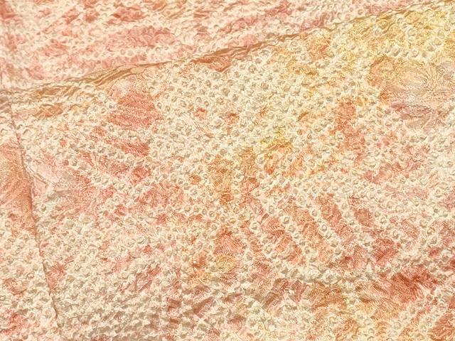 平和屋着物＃羽織　総絞り　草花文　正絹　逸品　CABJ5276in