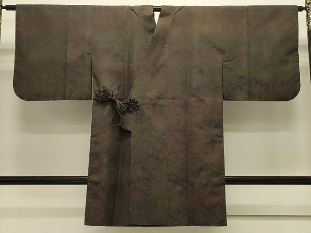 平和屋着物＃道中着　草花文　暈し染め　ロング丈　正絹　逸品　CABJ5282in