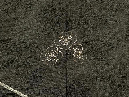 平和屋着物＃羽織　刺繍　舞蝶文　黒地　銀彩　正絹　逸品　CABJ5284in