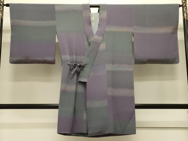 平和屋着物＃染色家 岩浅公展　道中着　横段霞文　暈し染め　鬼しぼ縮緬　ロング丈　正絹　逸品　未使用　CABJ5286in