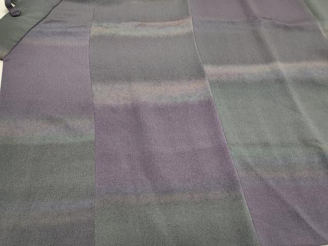 平和屋着物＃染色家 岩浅公展　道中着　横段霞文　暈し染め　鬼しぼ縮緬　ロング丈　正絹　逸品　未使用　CABJ5286in