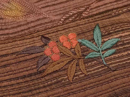 平和屋着物＃道行コート　刺繍　草花文　暈し染め　正絹　逸品　CABJ5288in