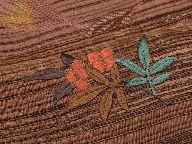 平和屋着物＃道行コート　刺繍　草花文　暈し染め　正絹　逸品　CABJ5288in