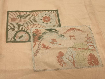平和屋着物＃羽織　寿光織　風景正倉院花文　金銀糸　正絹　逸品　CABJ5289in