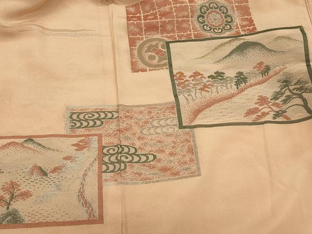 平和屋着物＃羽織　寿光織　風景正倉院花文　金銀糸　正絹　逸品　CABJ5289in