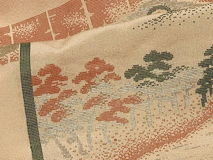 平和屋着物＃羽織　寿光織　風景正倉院花文　金銀糸　正絹　逸品　CABJ5289in