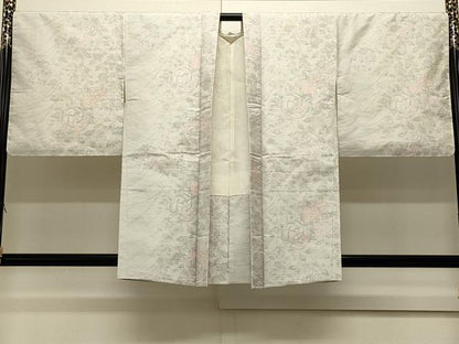 平和屋着物＃本場大島紬　白大島　羽織　草花丸間道　正絹　逸品　未使用　CABJ5292in